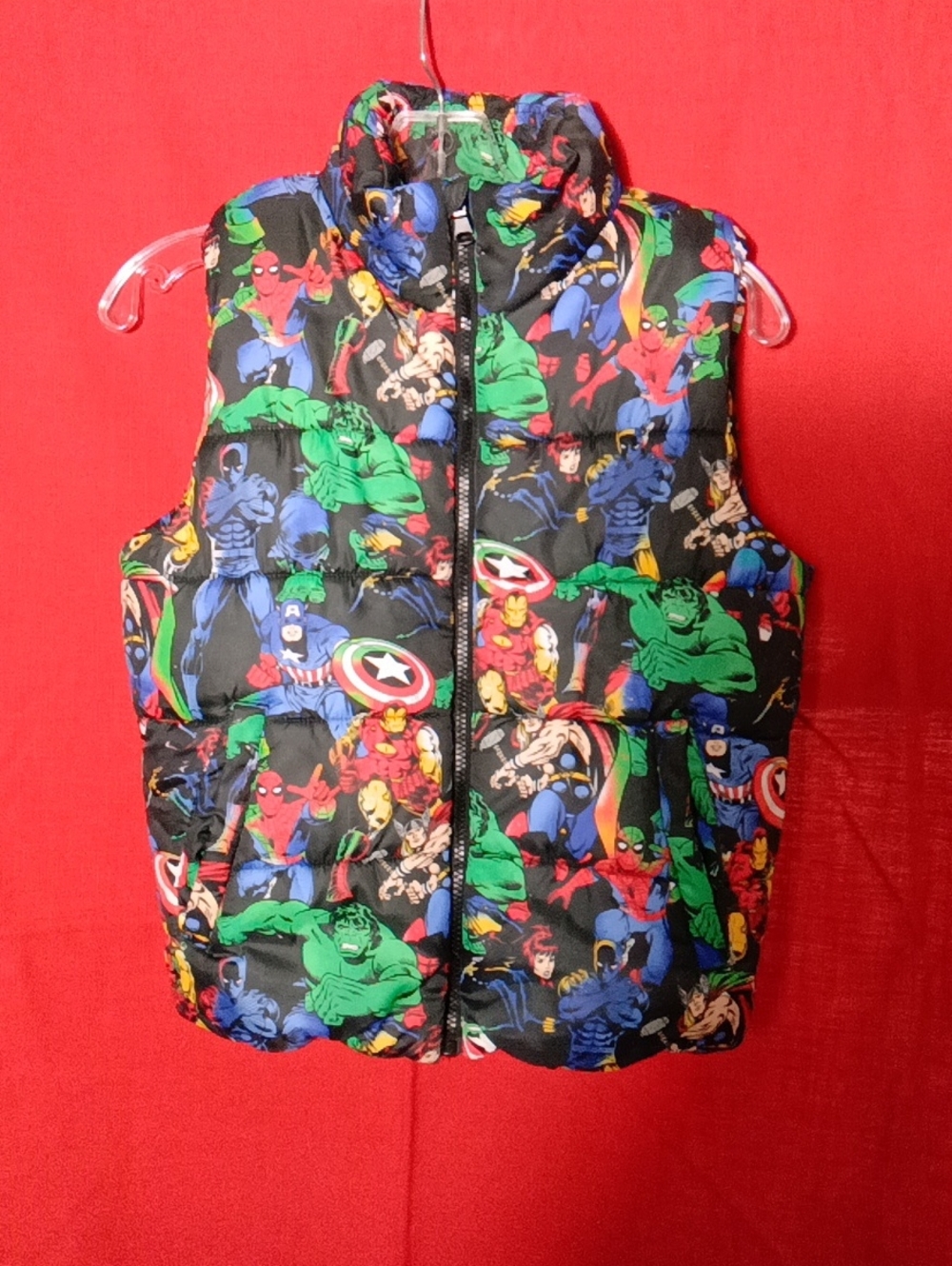 H&M Kids Marvel Characters Black Multicolor Puffer Vest